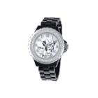 Disney Minnie Mouse Womens Black Enamel Watch With Crystals