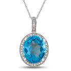 Womens 1/8 Ct. T.w. Genuine Blue Blue Topaz Pendant Necklace