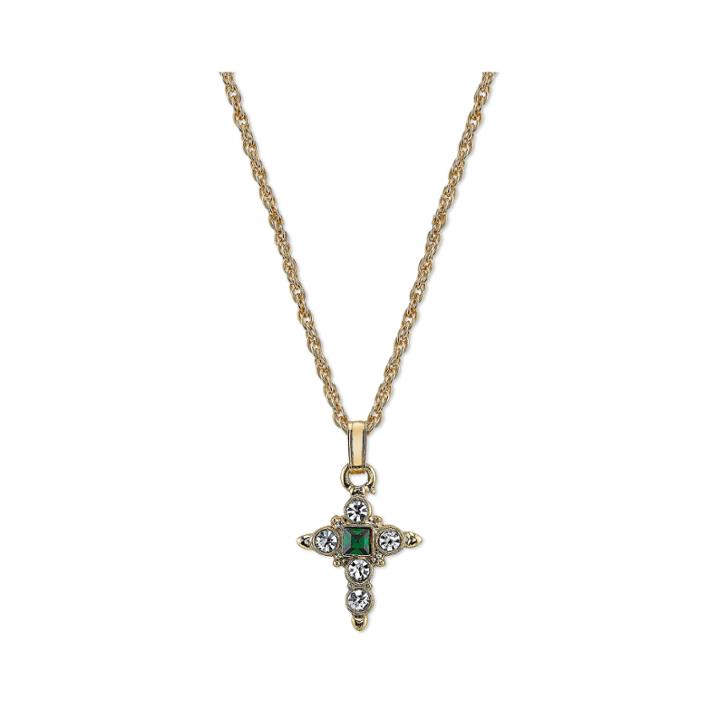 1928 Symbols Of Faith Religious Jewelry Womens Green Pendant Necklace