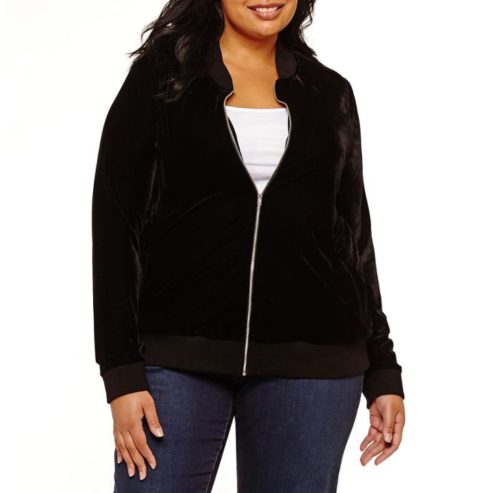 Boutique + Velvet Bomber Jacket-plus
