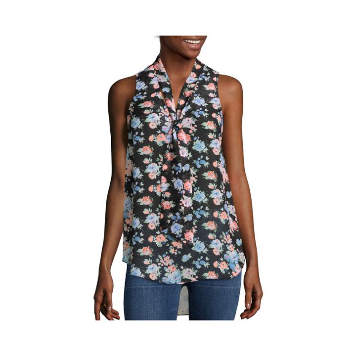 Almost Famous Sleeveless Bow Blouse - Juniors
