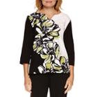 Alfred Dunner Casual Friday 3/4 Sleeve Floral Print Top