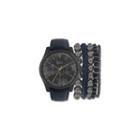 Mens Blue And Gunmetal Strap Watch And Bracelet Set Mst5181bk100-259