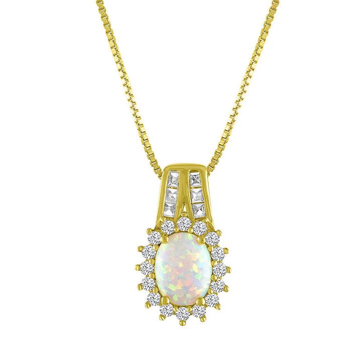 Womens Lab Created Multi Color Opal Pendant Necklace