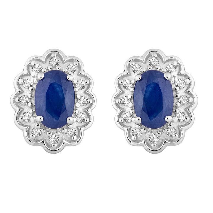1/8 Ct. T.w. Genuine Blue Sapphire 10k White Gold 11mm Stud Earrings