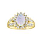 Womens Lab Created Multi Color Opal Gold Over Silver Cocktail Ring