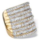 Womens Greater Than 6 Ct. T.w. White Cubic Zirconia Gold Over Brass Cocktail Ring