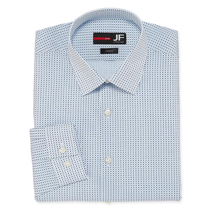 Jf J.ferrar Easy-care Solid Long Sleeve Broadcloth Geometric Dress Shirt - Slim