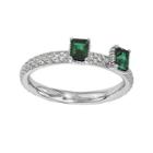 Personally Stackable Lab-created Emerald Textured 2-stone Ring