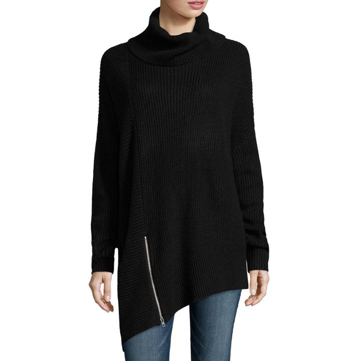 A.n.a Long-sleeve Asymmetrical-zip Poncho Sweater