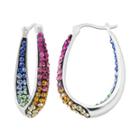 Multicolor Crystal Sterling Silver Inside-out Hoop Earrings