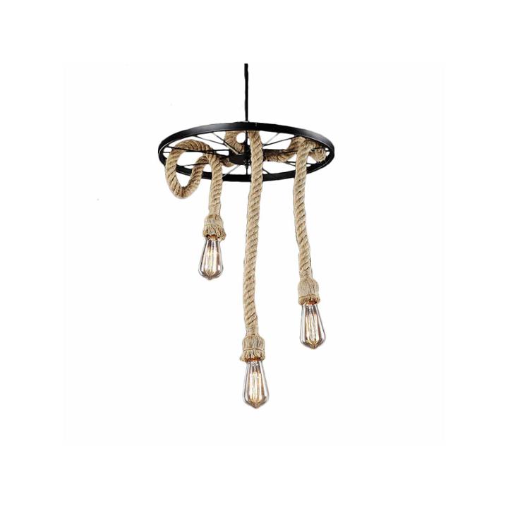Warehouse Of Tiffany Tamia 3-light Hemp Rope 18-inch Edison Chandelier With Bulbs