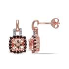 Genuine Morganite And Smoky Quartz Earrings