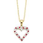 Lead Glass-filled Ruby And Diamond-accent Gold Over Sterling Heart Pendant