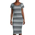 Worthington Short-sleeve Striped Midi Dress
