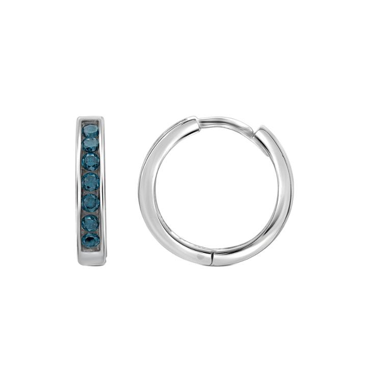 1/2 Ct. T.w. Color-enhanced Blue Diamond Sterling Silver Hoop Earrings