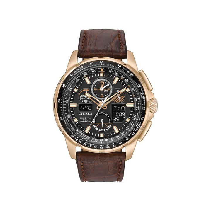 Citizen Eco-drive Mens Rose Gold Tone Limited Edition Skyhawk A-t Strap Watch Jy8056-04e