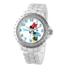 Disney Womens Minnie Mouse White Enamel Sparkle Watch