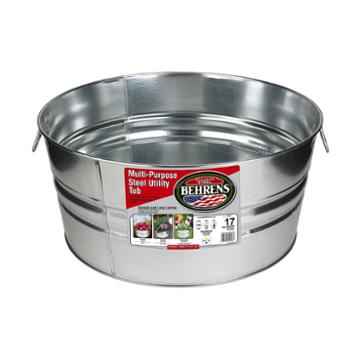 Behrens High Grade Steel 3gs 17 Gal Silver Galvanized Steel Round Tub