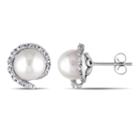 10k White Gold 1/1 C.t.t.w. Round 8-8.5mm Freshwater Pearl Earrings