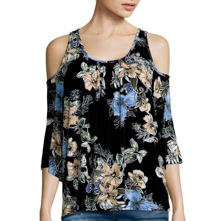 I Jeans By Buffalo Short-sleeve Cold-shoulder Top