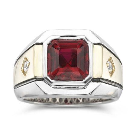 Mens Lab-created Ruby & White Sapphire Ring