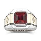 Mens Lab-created Ruby & White Sapphire Ring