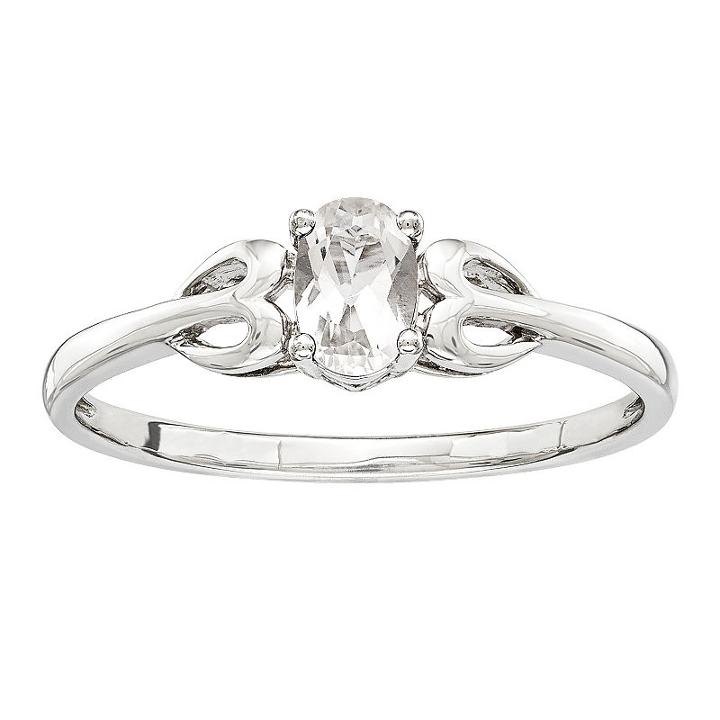 Womens Genuine Topaz White Sterling Silver Delicate Ring