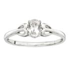 Womens Genuine Topaz White Sterling Silver Delicate Ring
