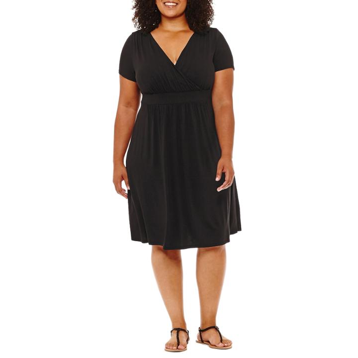 St. John's Bay Short Sleeve Shift Dress-plus