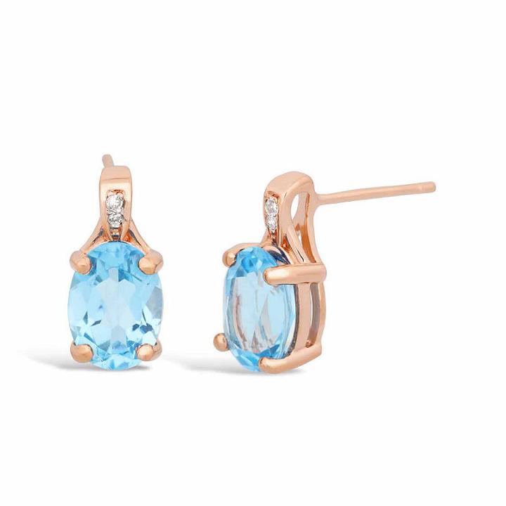Diamond Accent Genuine Blue Blue Topaz Drop Earrings