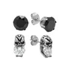 Round Black Cubic Zirconia Stud Earrings