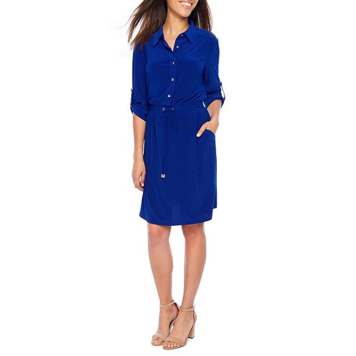 Emma And Michele 3/4 Sleeve Shirt Dress