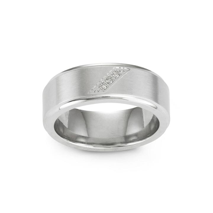 Diamond-accent Stainless Steel Wedding Band
