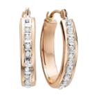 Diamond Fascination&trade; 14k Rose Gold Flat Oval Hoop Earrings