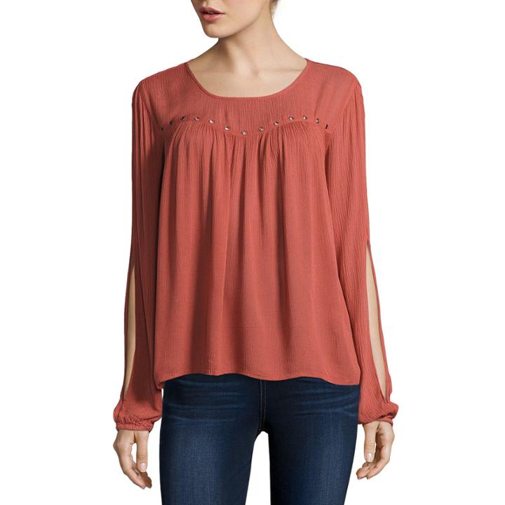Arizona Split Sleeve Peasant Top - Juniors