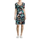 Decree 3/4-sleeve Scoop-back Skater Dress - Juniors