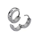 Stainless Steel With Cubic Zirconia 12.7x4mm Huggie Hoop Earrings