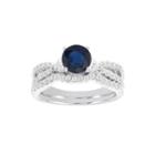 Blooming Bridal 1/2 Ct. T.w. Diamond And Genuine Blue Sapphire Bridal Ring Set