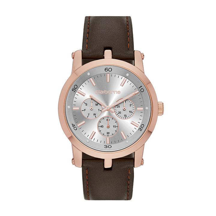 Claiborne Mens Rose-tone Strap Watch