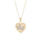 10k Yellow Gold Diamond-cut Love Heart Pendant Necklace