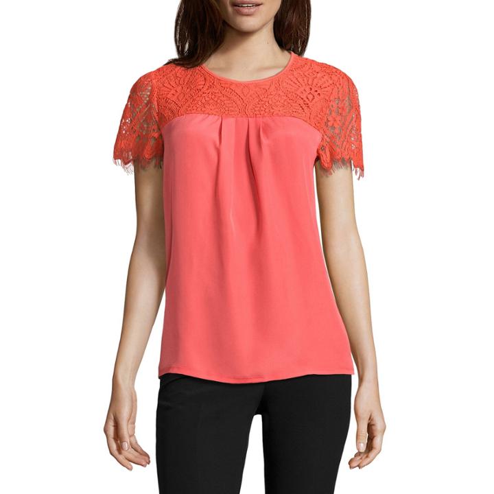 Worthington Short Sleeve Scoop Neck T-shirt-petites