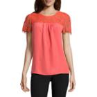 Worthington Short Sleeve Scoop Neck T-shirt-petites
