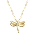 Teeny Tiny 14k Yellow Gold Petite Dragonfly Pendant Necklace