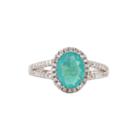 Womens Color Enhanced Blue Opal Sterling Silver Halo Ring