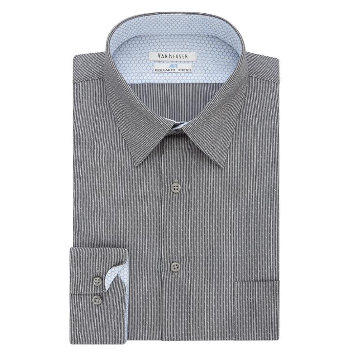 Van Heusen Air Long Sleeve Broadcloth Geometric Dress Shirt