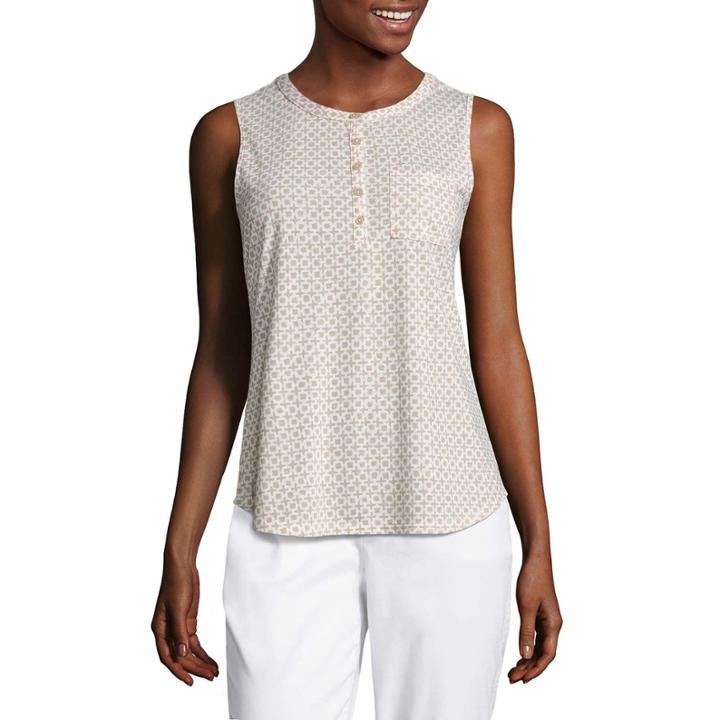 Liz Claiborne Knit Henley Tank Top