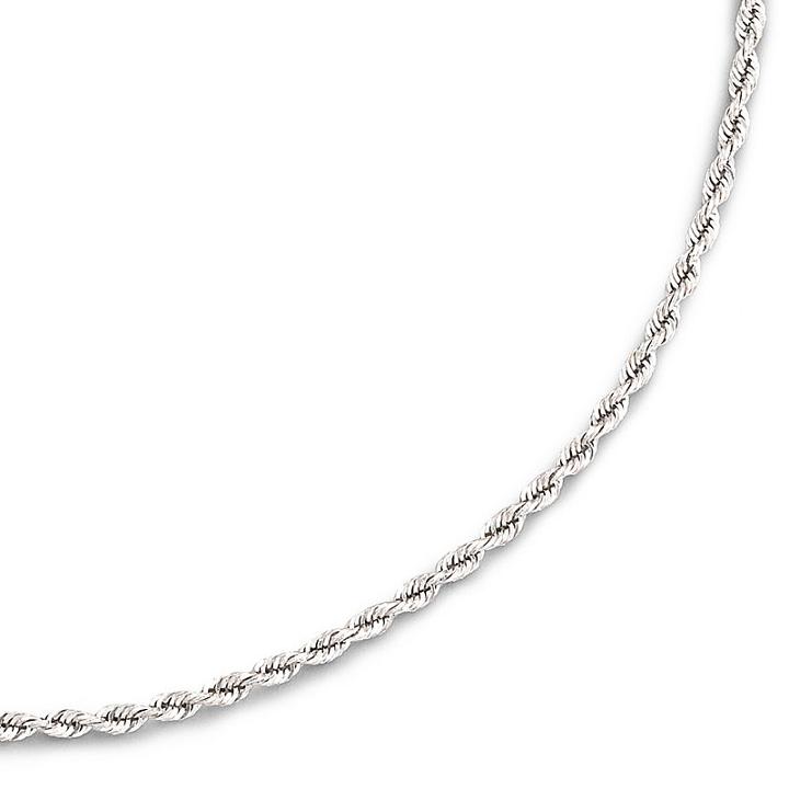 14k White Gold 2.5mm Hollow Rope Chain Necklace