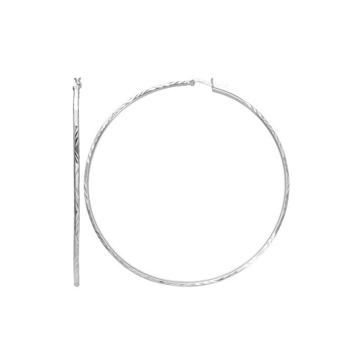 Sterling Silver Diamond-cut 80mm Hoop Earrings