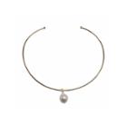 Jardin Womens White Pearl Brass Collar Necklace